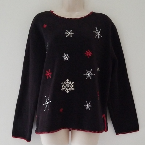 L.A. Blues Jeans Snowflake Fleece Long Sleeve Sz L - Picture 1 of 6